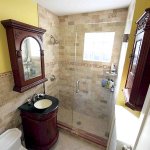 bathroom shower with glass door