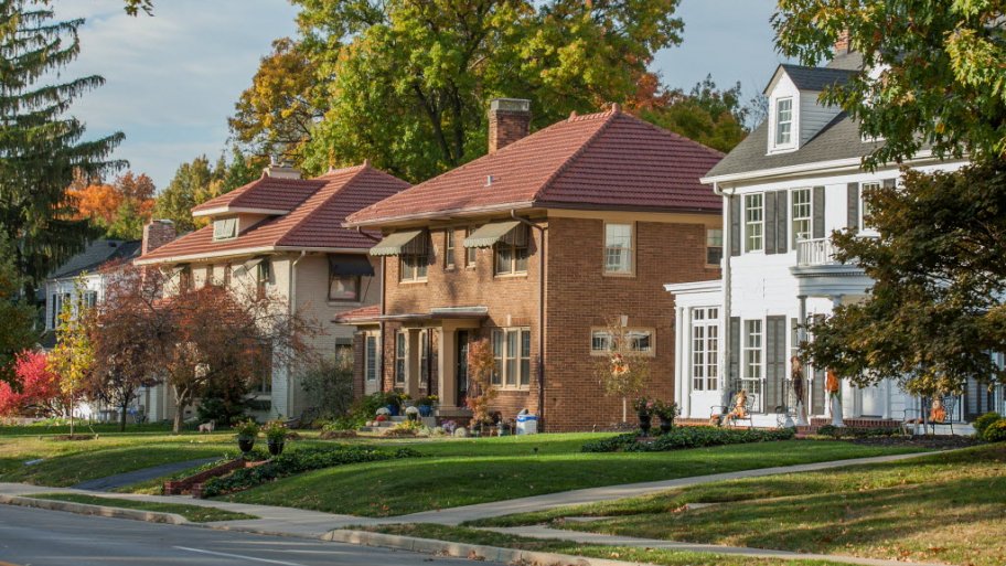 brick house, neighborhood, street