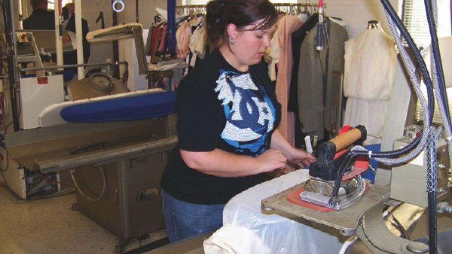 pressing shirts at dry cleaners