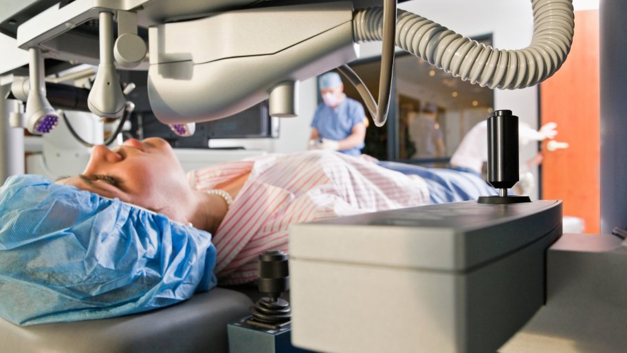 Woman undergoing LASIK eye surgery